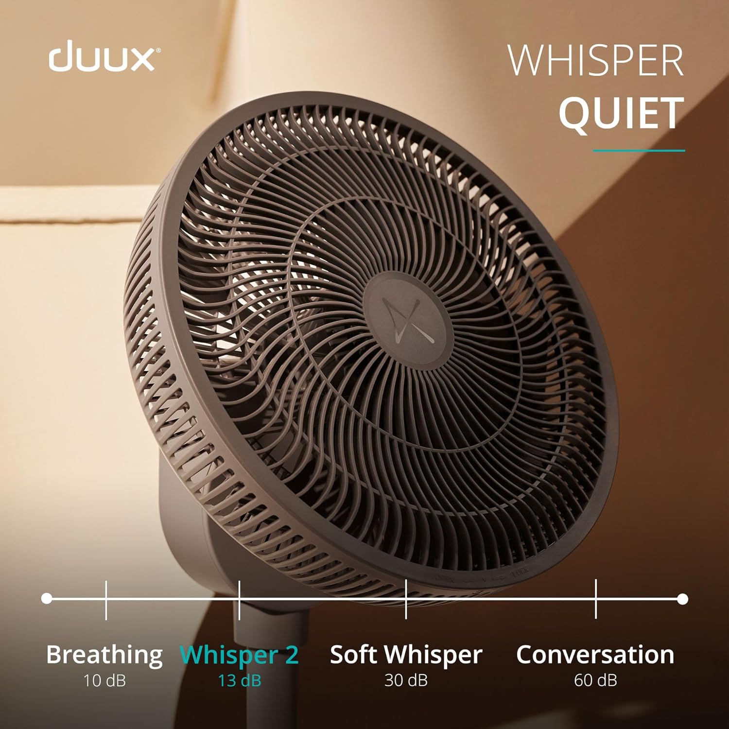 Duux Whisper 2 Standing Fan with Remote Control, 26 Cooling Speeds, Height Adjustable, Multi-direction Oscillation, Quiet Fan with Night Mode and Timer