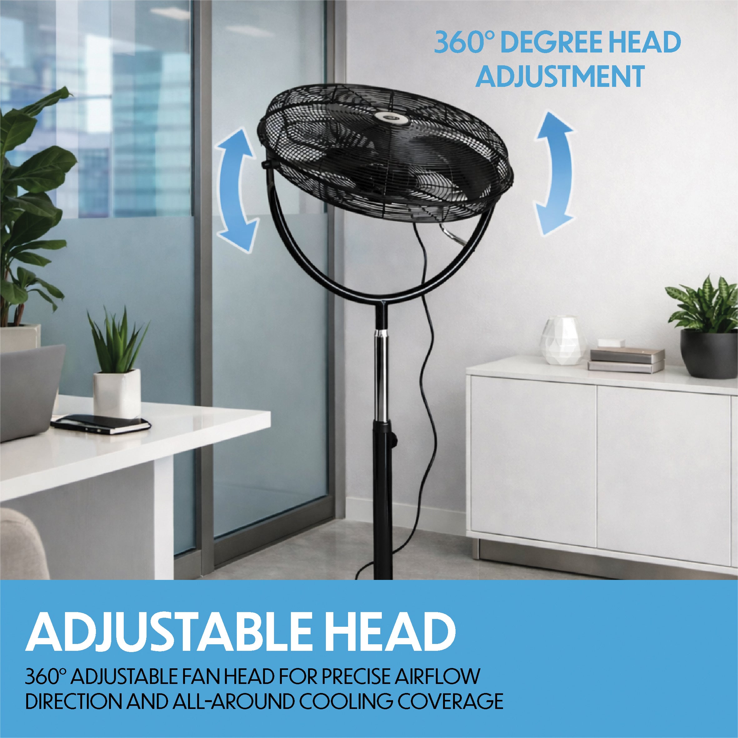 Prem-i-air 20" High Velocity Stand Fan, Adjustable Head, 3 Speeds, Robust Base & Powerful Airflow - EH5864